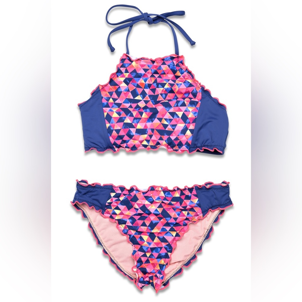 HOBIE Girls' size 10 halter High Neck Bikini Top Hipster Bottom Swimsuit NWT